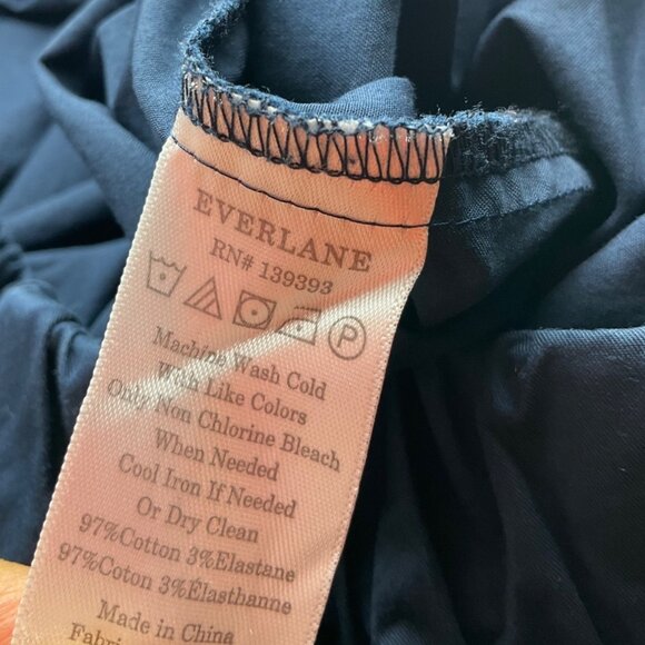 Everlane Large Navy Blue A-Line Midi Skirt Cotton Elastic Pull On Cotton* - Picture 5 of 11